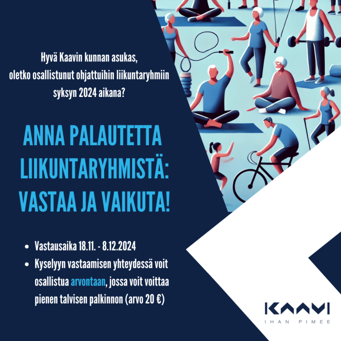 palautekysely syksyn ohjatut liikuntaryhmat – Kaavin kunta