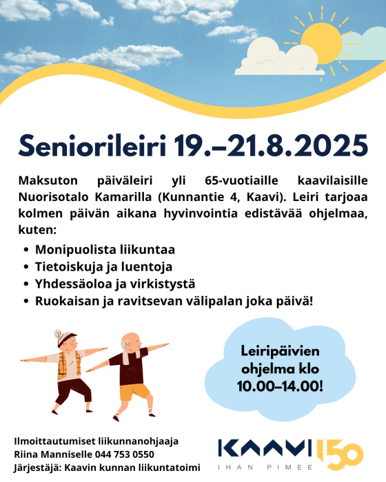 seniorileiri mainos – Kaavin kunta
