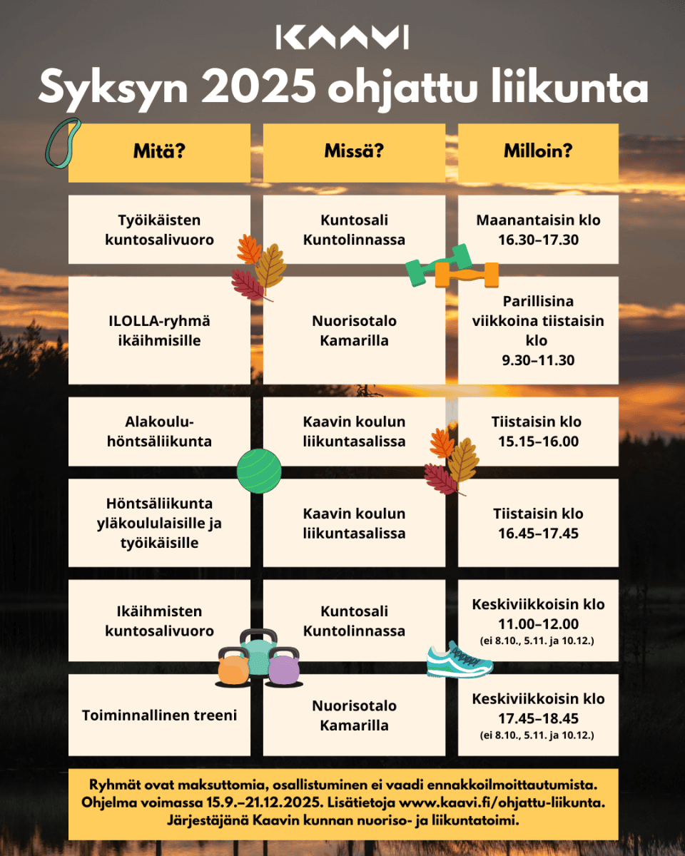 syksyn ohjattu liikunta 3 – Kaavin kunta