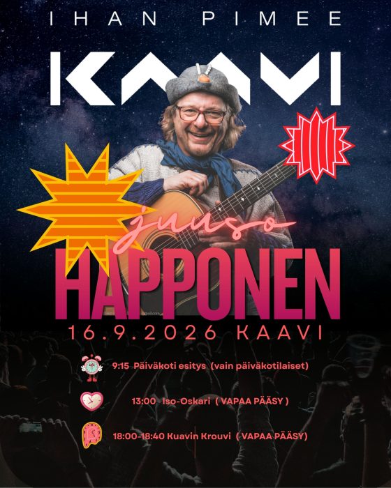 Mainoskuva, jossa mies on kitaran kanssa